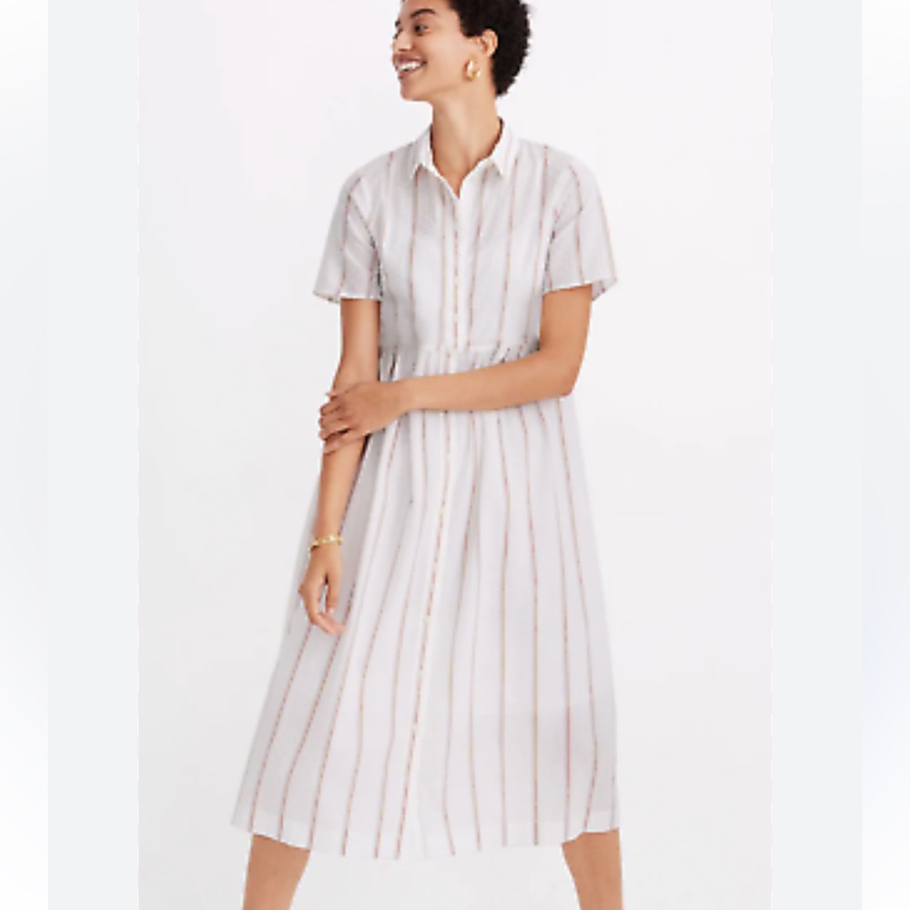 Shirt Button Down 100% Cotton Striped Dress Size Small
